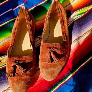 Ralph Lauren Womens Suede  Tassel Loafer 8 1/2 B Vintage made in Italy